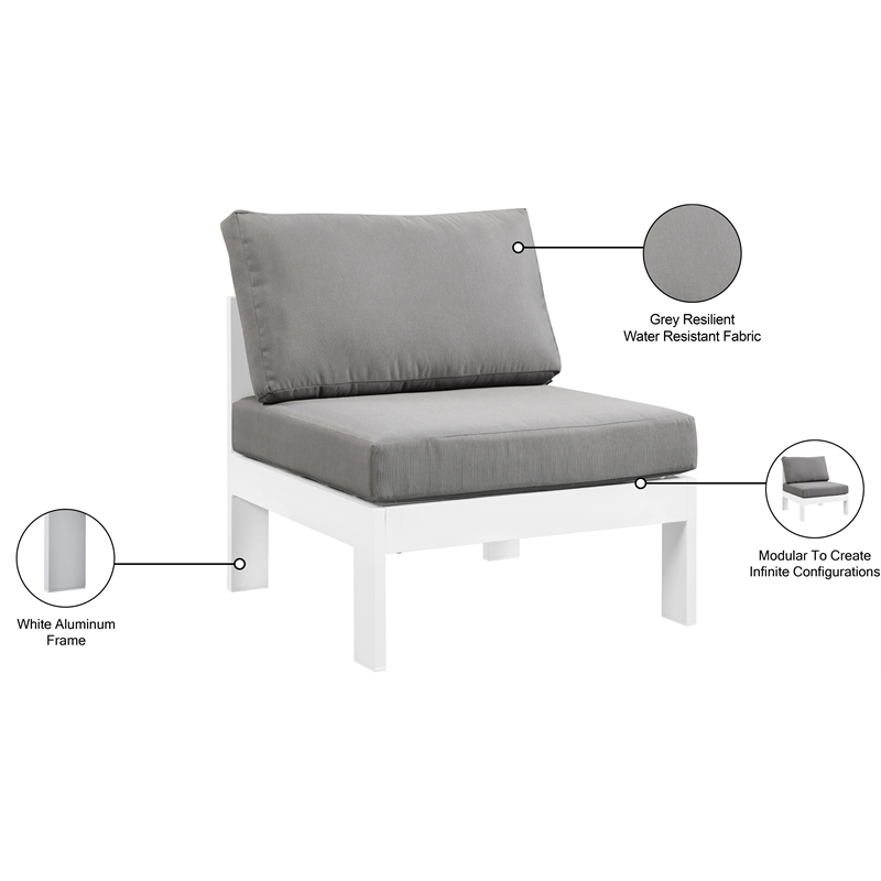 Meridian Furniture Nizuc Grey Outdoor Patio Armless Chair