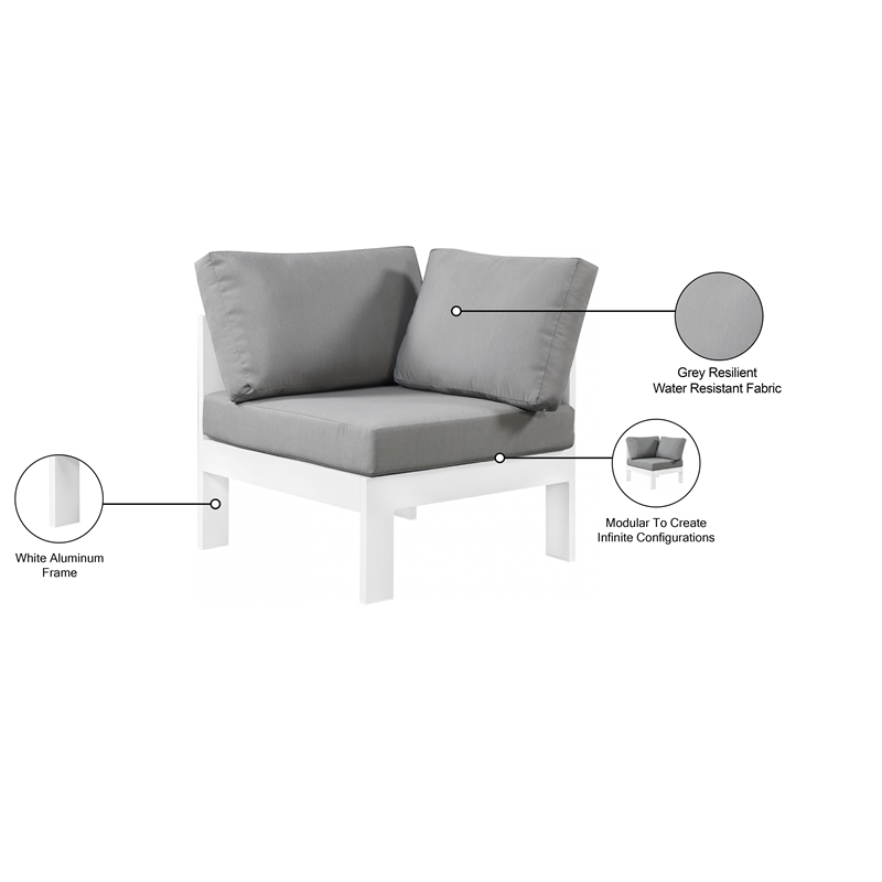 Meridian Furniture Nizuc Grey Outdoor Patio Corner Chair