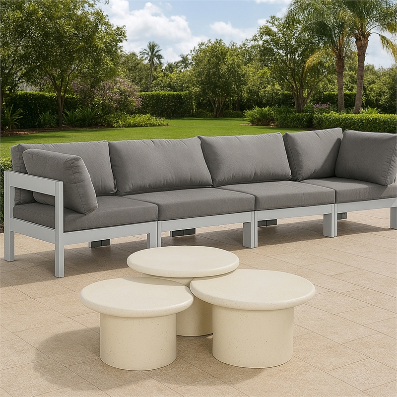 Meridian Furniture Nizuc Grey Outdoor Patio Modular Sofa