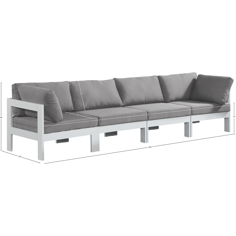 Meridian Furniture Nizuc Grey Outdoor Patio Modular Sofa