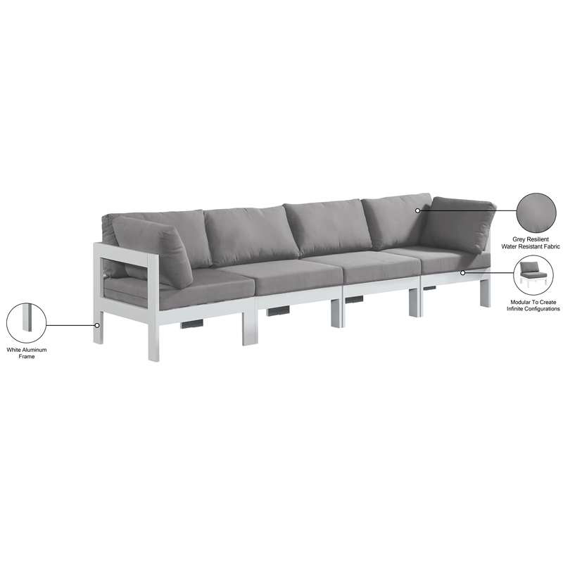 Meridian Furniture Nizuc Grey Outdoor Patio Modular Sofa