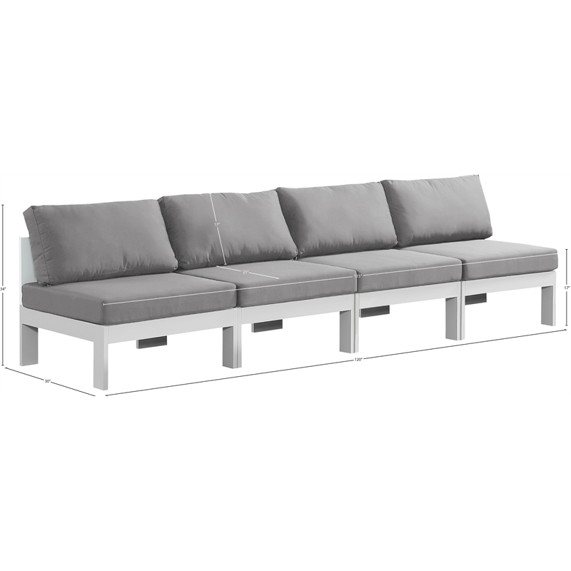 Meridian Furniture Nizuc Grey Outdoor Patio Modular Sofa