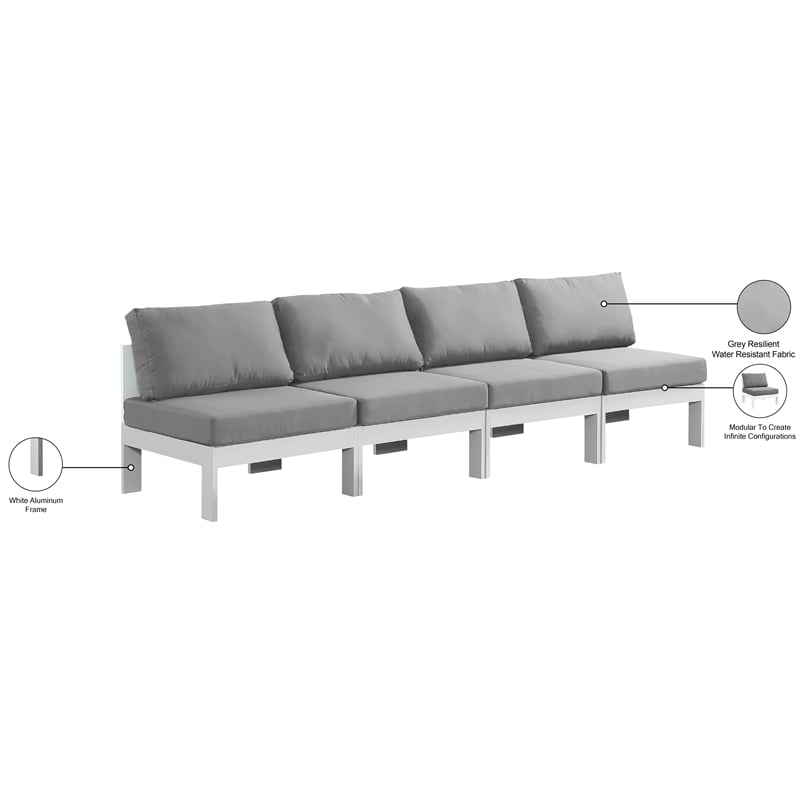 Meridian Furniture Nizuc Grey Outdoor Patio Modular Sofa