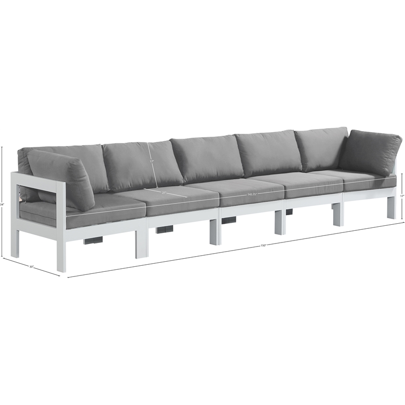 Meridian Furniture Nizuc Grey Outdoor Patio Modular Sofa