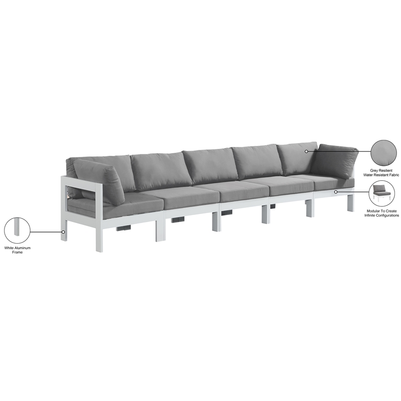 Meridian Furniture Nizuc Grey Outdoor Patio Modular Sofa