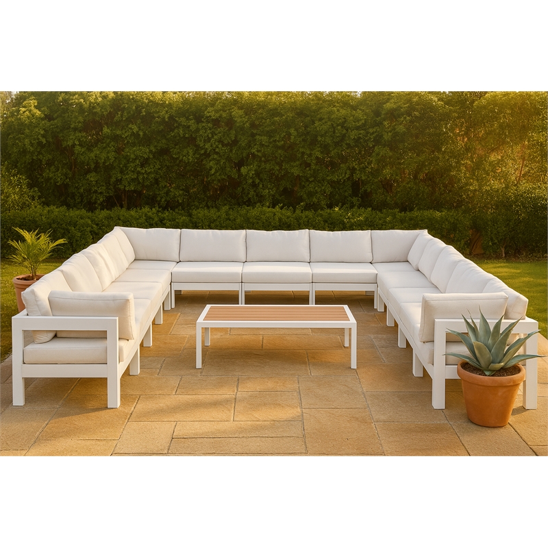 Meridian Furniture Nizuc White Outdoor Patio Modular Sectional