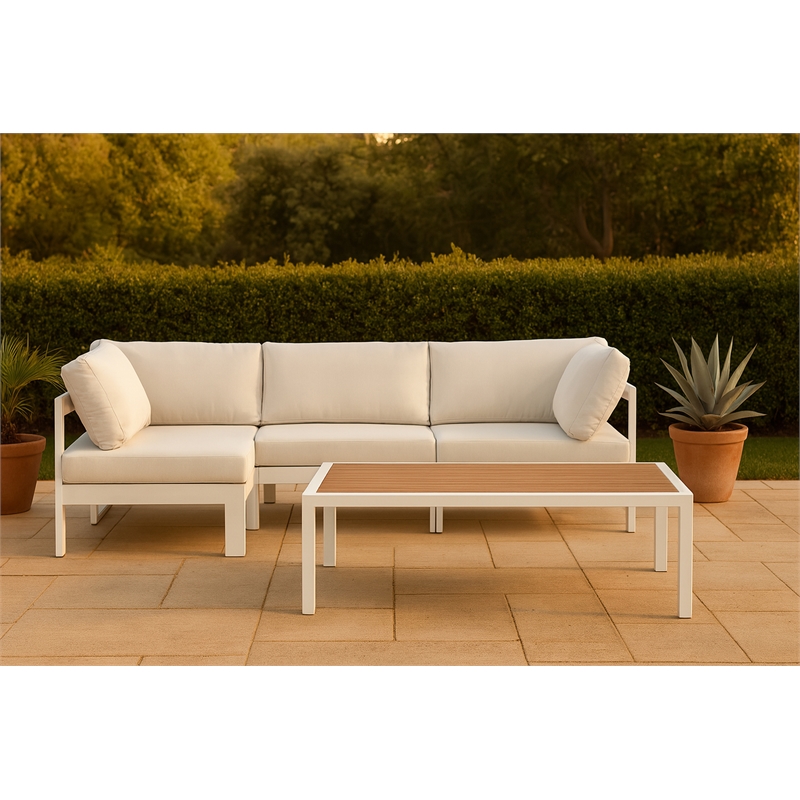 Meridian Furniture Nizuc White Outdoor Patio Modular Sectional