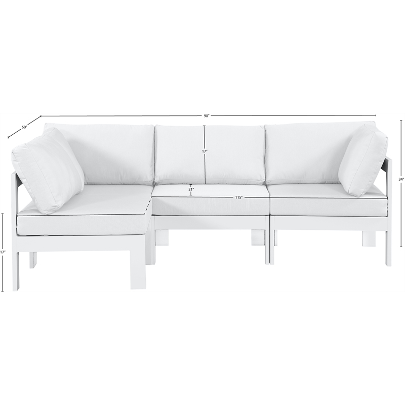 Meridian Furniture Nizuc White Outdoor Patio Modular Sectional