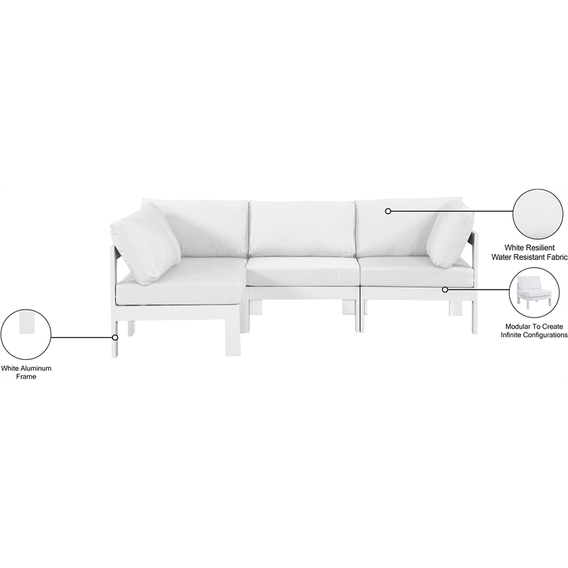 Meridian Furniture Nizuc White Outdoor Patio Modular Sectional