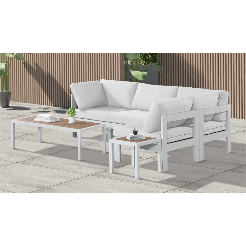 Meridian Furniture Nizuc White Outdoor Patio Modular Sectional