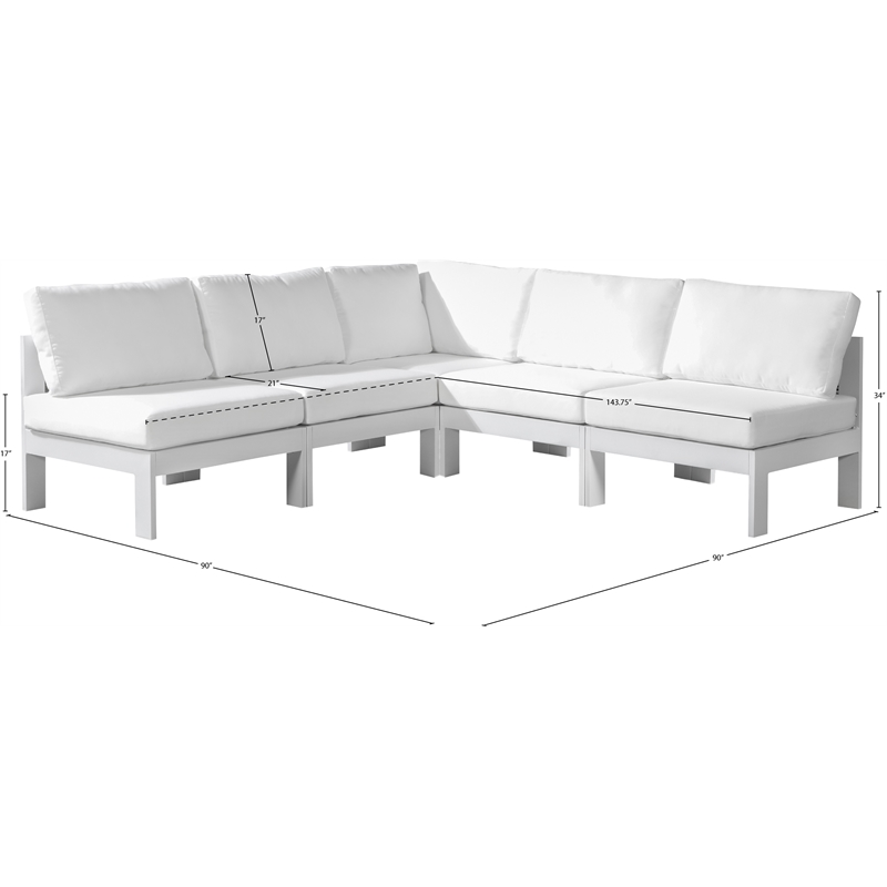 Meridian Furniture Nizuc White Outdoor Patio Modular Sectional