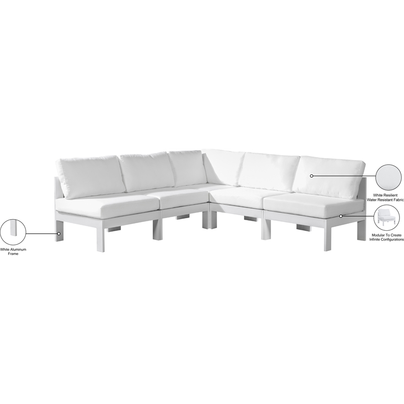 Meridian Furniture Nizuc White Outdoor Patio Modular Sectional