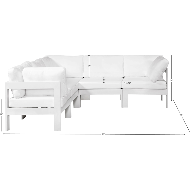 Meridian Furniture Nizuc White Outdoor Patio Modular Sectional