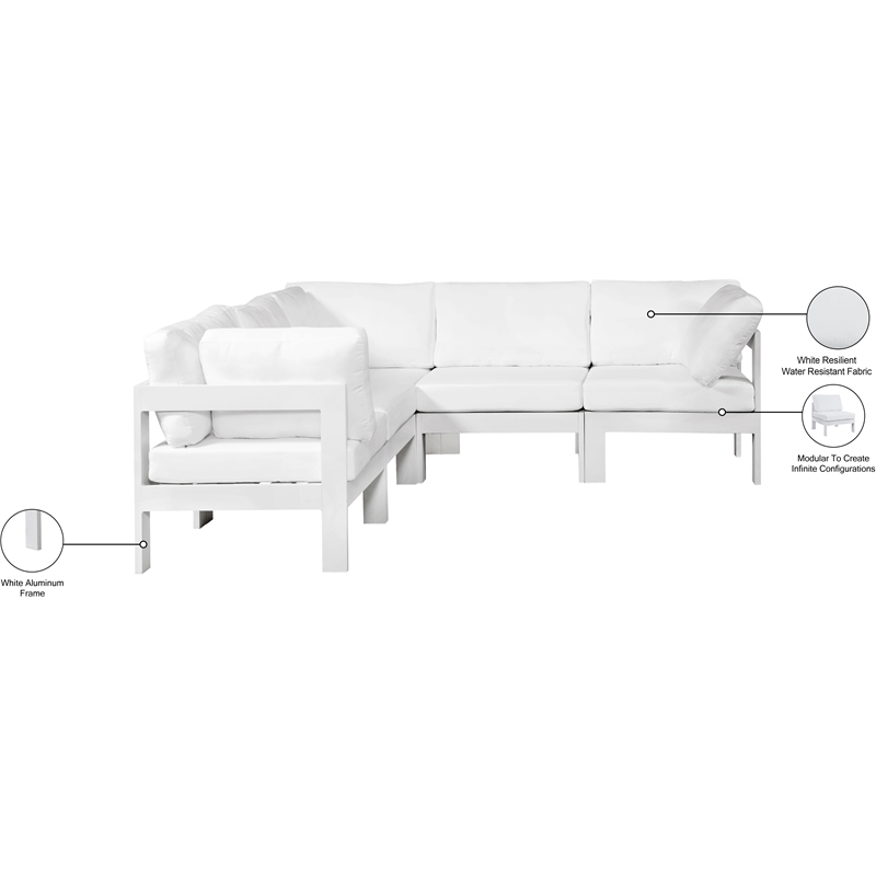 Meridian Furniture Nizuc White Outdoor Patio Modular Sectional