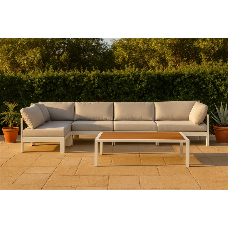 Meridian Furniture Nizuc White Outdoor Patio Modular Sectional