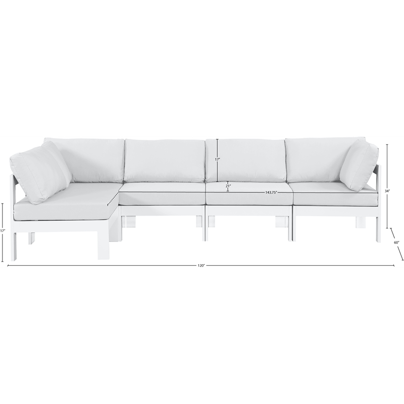 Meridian Furniture Nizuc White Outdoor Patio Modular Sectional