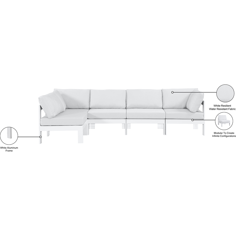 Meridian Furniture Nizuc White Outdoor Patio Modular Sectional