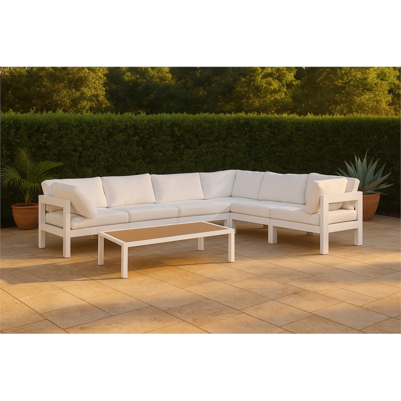 Meridian Furniture Nizuc White Outdoor Patio Modular Sectional