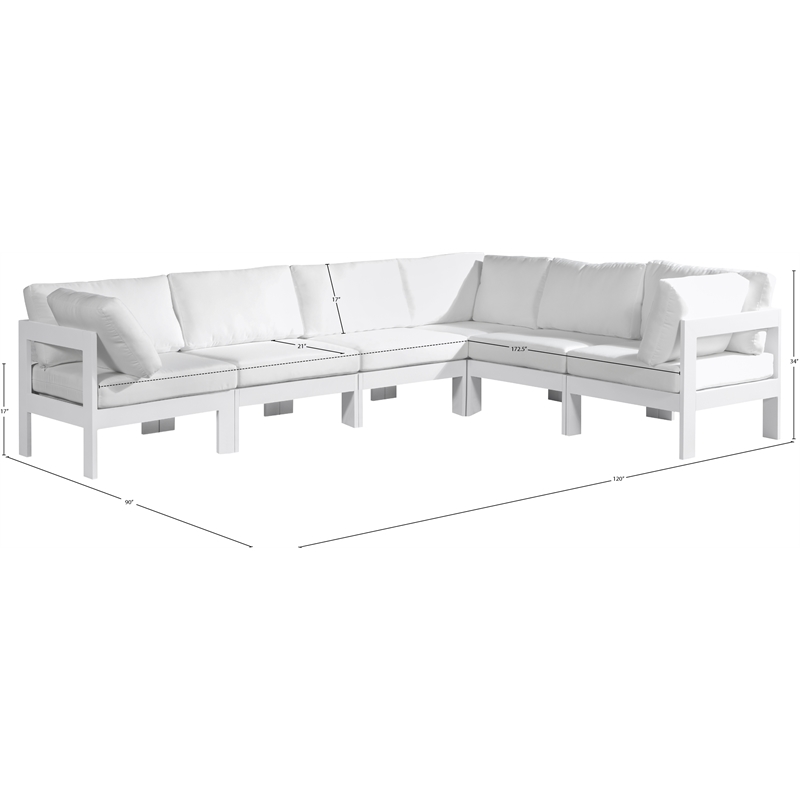 Meridian Furniture Nizuc White Outdoor Patio Modular Sectional