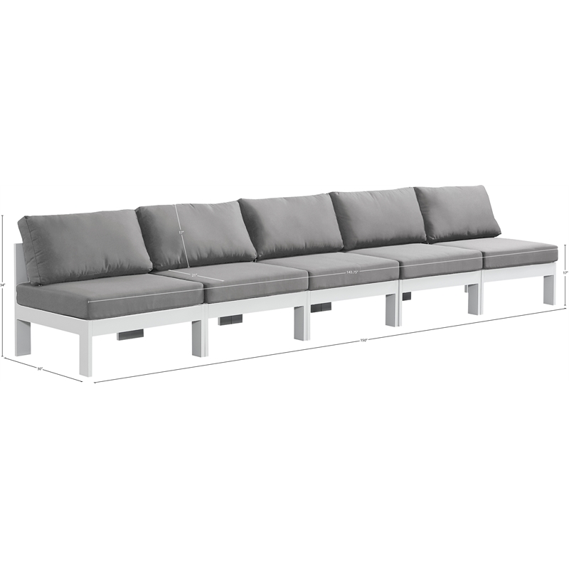 Meridian Furniture Nizuc Grey Outdoor Patio Modular Sofa