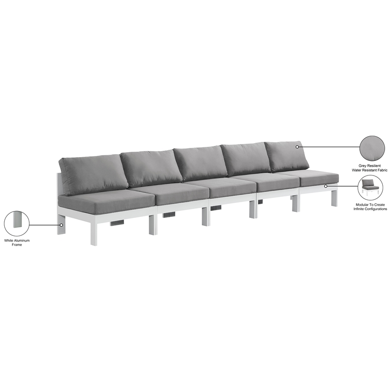 Meridian Furniture Nizuc Grey Outdoor Patio Modular Sofa