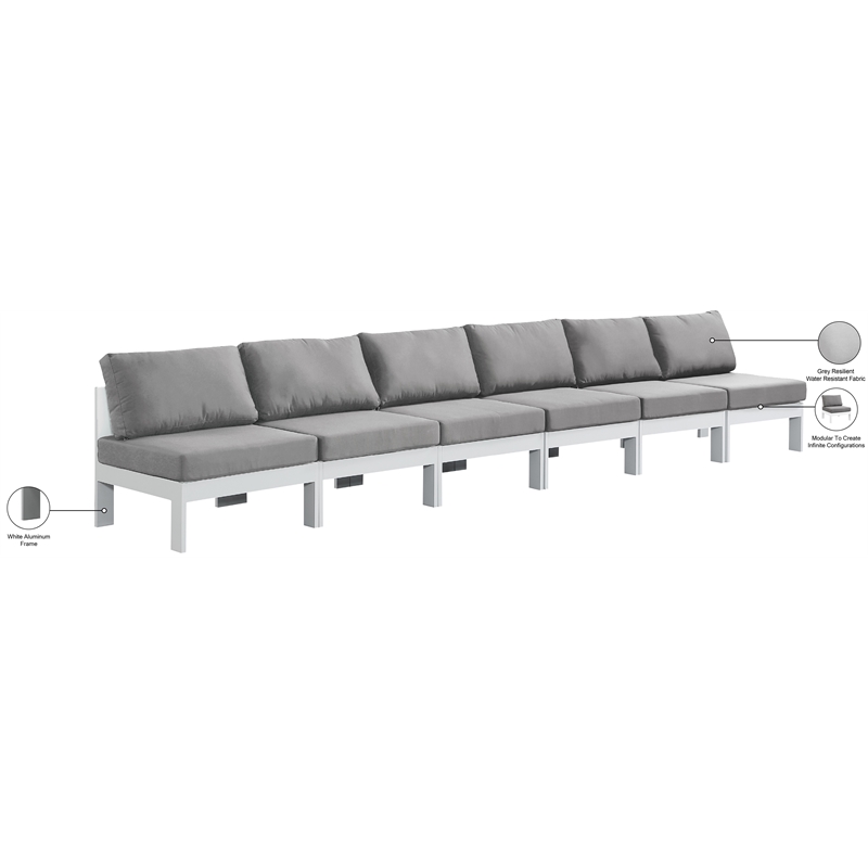 Meridian Furniture Nizuc Grey Outdoor Patio Modular Sofa