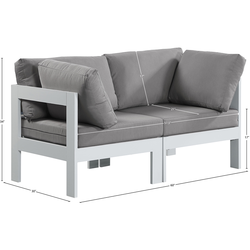 Meridian Furniture Nizuc Grey Outdoor Patio Modular Sofa