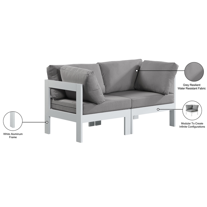 Meridian Furniture Nizuc Grey Outdoor Patio Modular Sofa