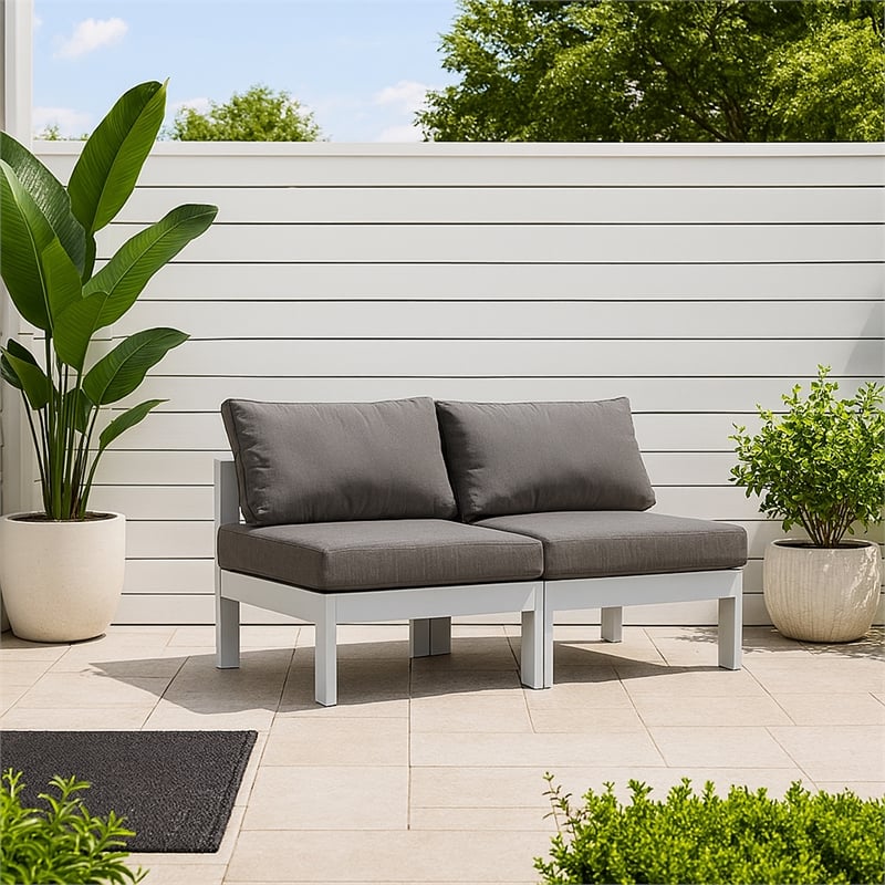 Meridian Furniture Nizuc Grey Outdoor Patio Modular Sofa