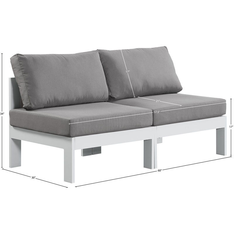 Meridian Furniture Nizuc Grey Outdoor Patio Modular Sofa