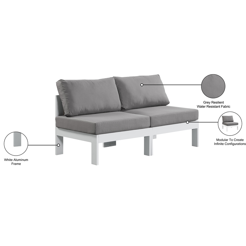 Meridian Furniture Nizuc Grey Outdoor Patio Modular Sofa