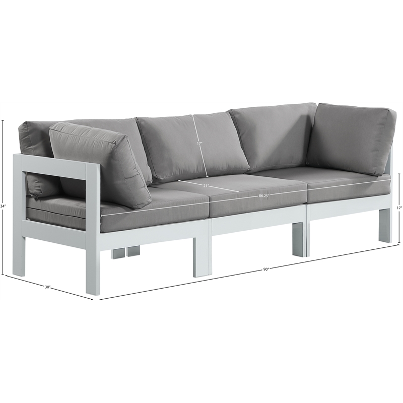 Meridian Furniture Nizuc Grey Outdoor Patio Modular Sofa