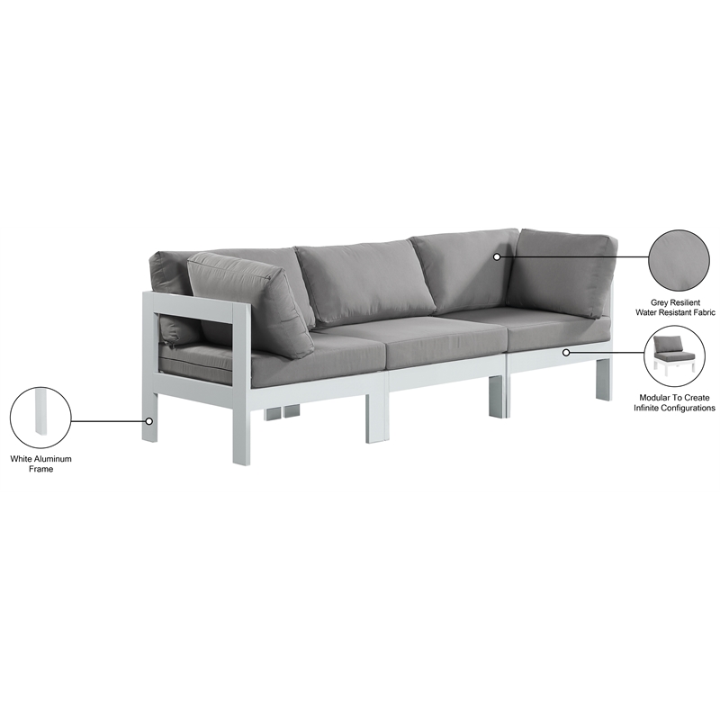 Meridian Furniture Nizuc Grey Outdoor Patio Modular Sofa