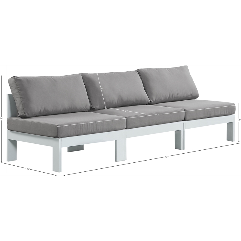 Meridian Furniture Nizuc Grey Outdoor Patio Modular Sofa