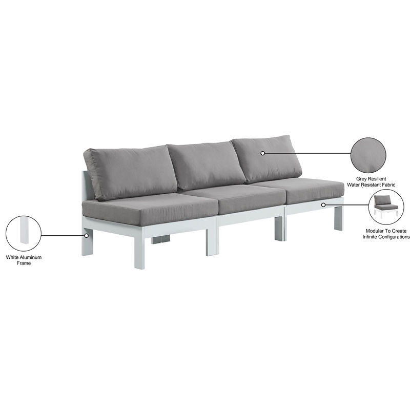 Meridian Furniture Nizuc Grey Outdoor Patio Modular Sofa
