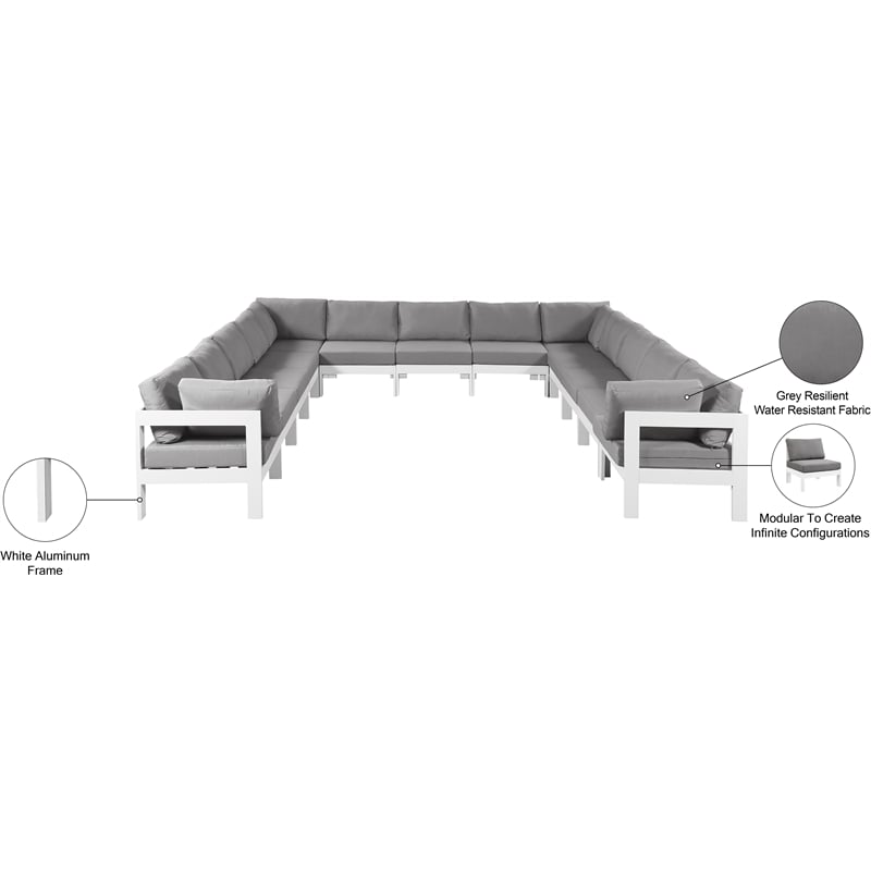 Meridian Furniture Nizuc Grey Outdoor Patio Modular Sectional