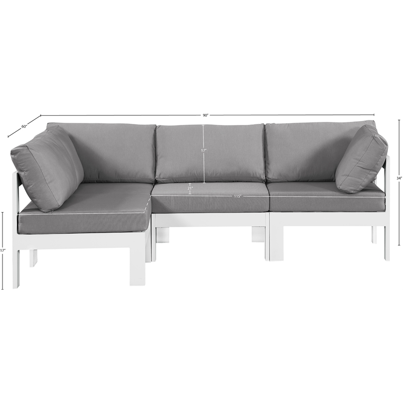 meridian furniture nizuc grey outdoor patio modular sectional