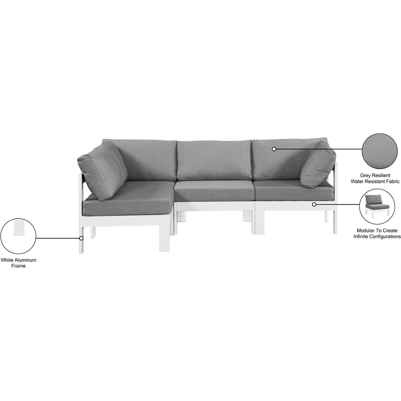 meridian furniture nizuc grey outdoor patio modular sectional