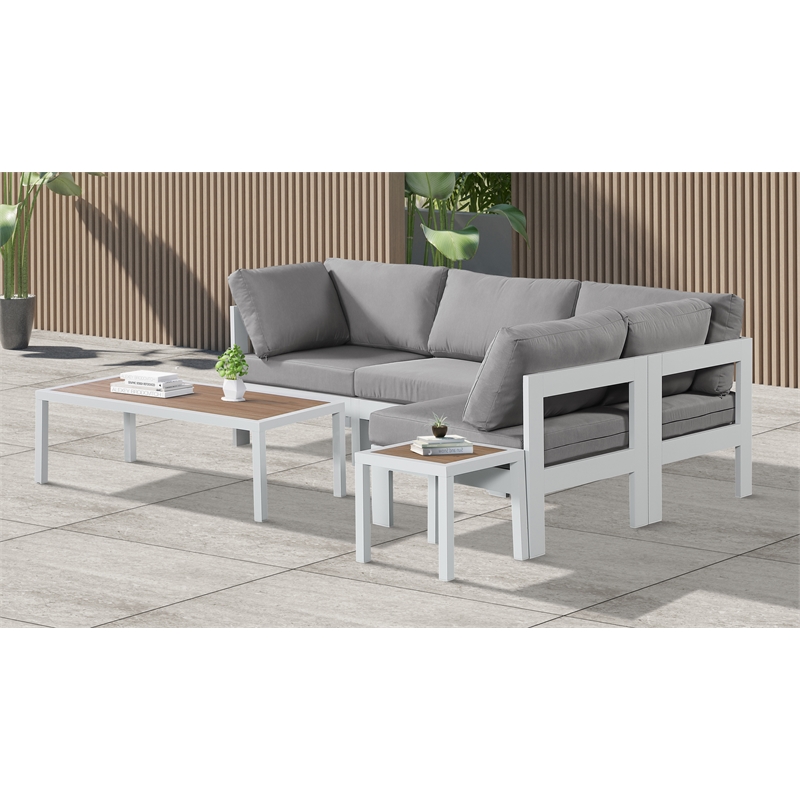 meridian furniture nizuc grey outdoor patio modular sectional