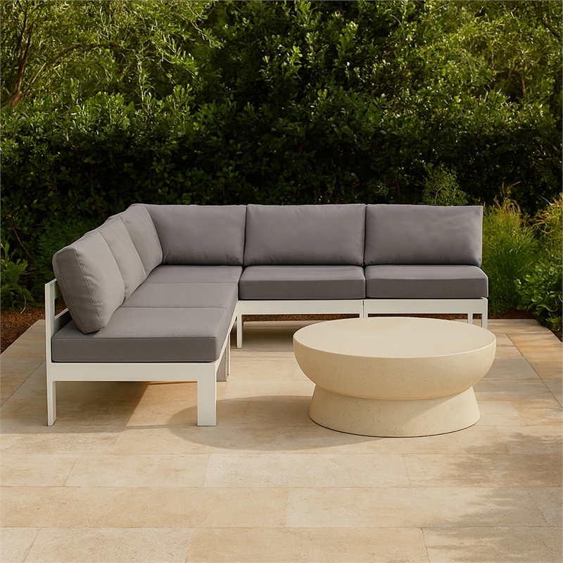 Meridian Furniture Nizuc Grey Outdoor Patio Modular Sectional