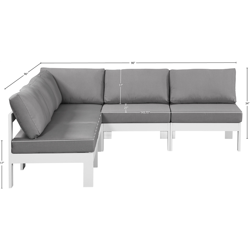 Meridian Furniture Nizuc Grey Outdoor Patio Modular Sectional