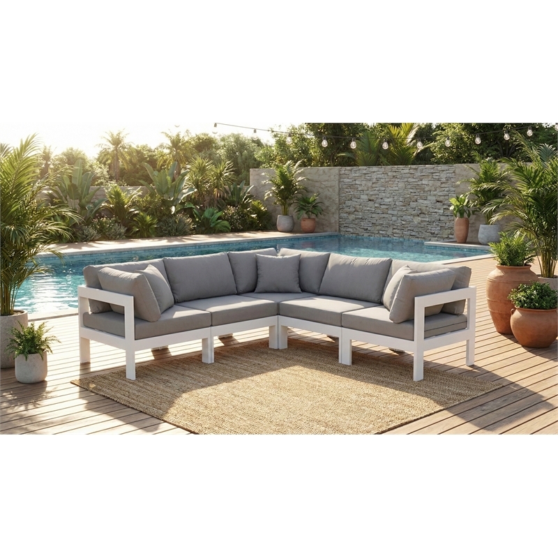 Meridian Furniture Nizuc Grey Outdoor Patio Modular Sectional