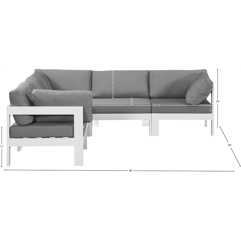 Meridian Furniture Nizuc Grey Outdoor Patio Modular Sectional