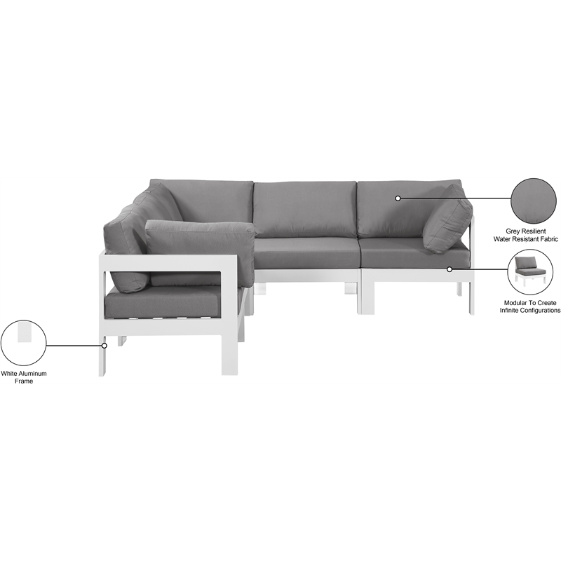Meridian Furniture Nizuc Grey Outdoor Patio Modular Sectional