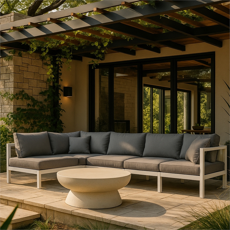 Meridian Furniture Nizuc Grey Outdoor Patio Modular Sectional