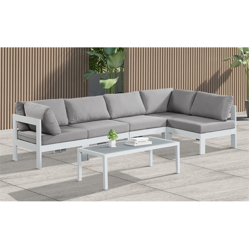 Meridian Furniture Nizuc Grey Outdoor Patio Modular Sectional