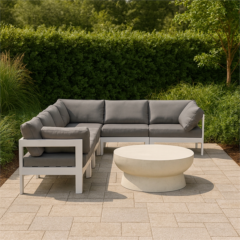Meridian Furniture Nizuc Grey Outdoor Patio Modular Sectional