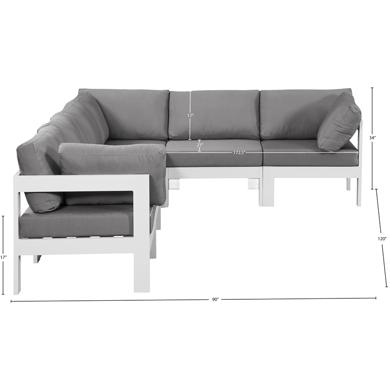 Meridian Furniture Nizuc Grey Outdoor Patio Modular Sectional