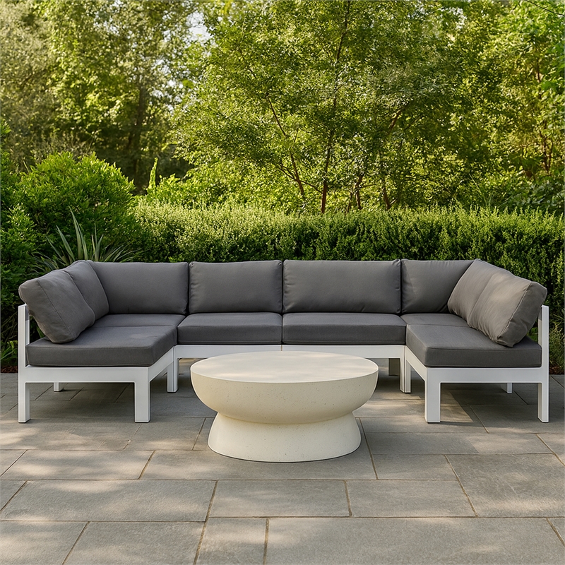 Meridian Furniture Nizuc Grey Outdoor Patio Modular Sectional