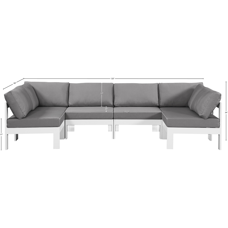 Meridian Furniture Nizuc Grey Outdoor Patio Modular Sectional